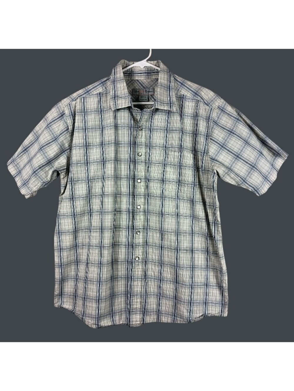 Quiksilver Edition Vintage Pearl Snap Plaid Shirt Mens L Blue White Western Surf
